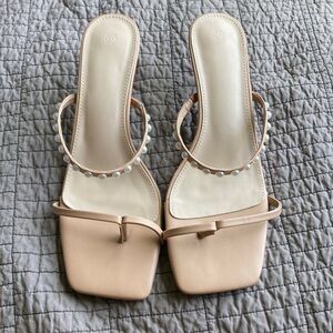 NEW Nude Strappy Mule Kitten Heels (Women’s size 11)